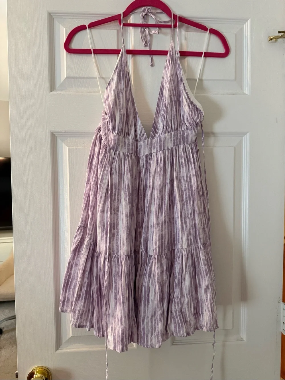 NWT Lovely Day Lavender Halter Backless Tiered Sundress